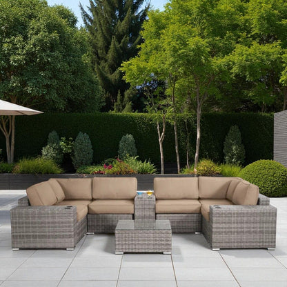 Modern Patio Rattan Sectional Set With Cushions LSI Patio Furniture