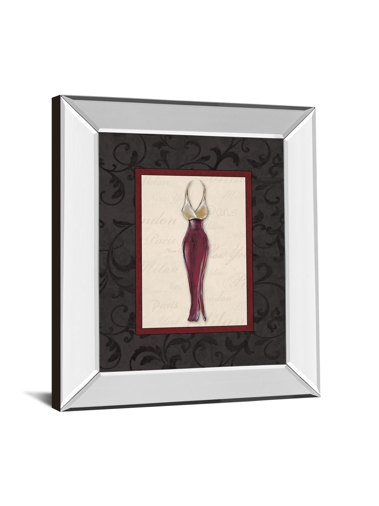 Fashion Dress Il By Susan Osbourne Mirror Framed Print Wall Art - Red