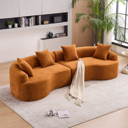 4 Seater Sofa With Chenille Fabric, 30D, 60 Hardness Full Sponge, 4 Pillow For Living Room, Home Furniture Sleeper Sectional Sofa For Apartment Home Essentials