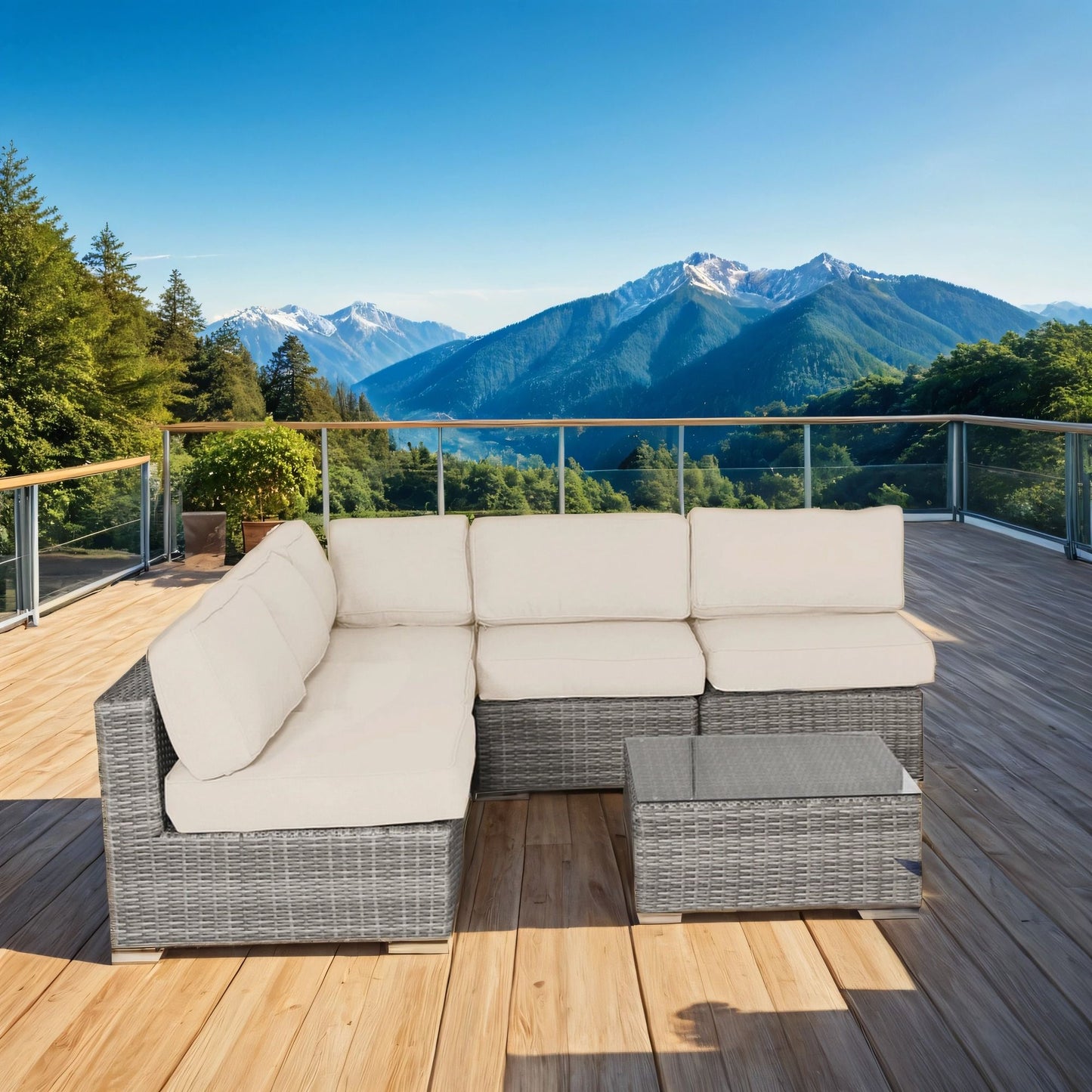 Seating Set With Cushions Handcrafted Wicker Design LSI Patio Furniture