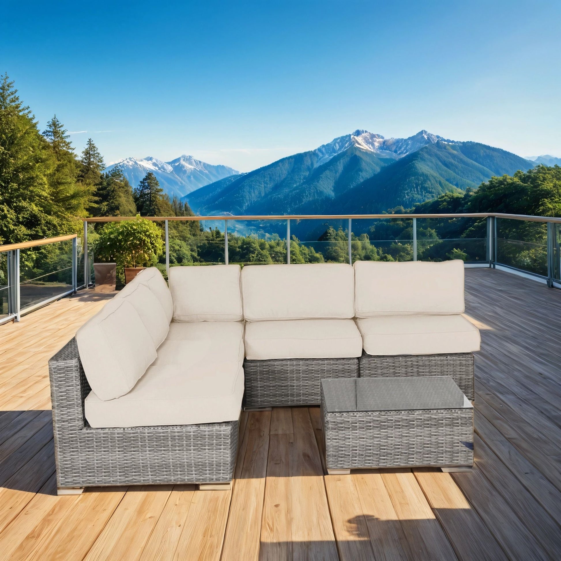 Seating Set With Cushions Handcrafted Wicker Design LSI Patio Furniture