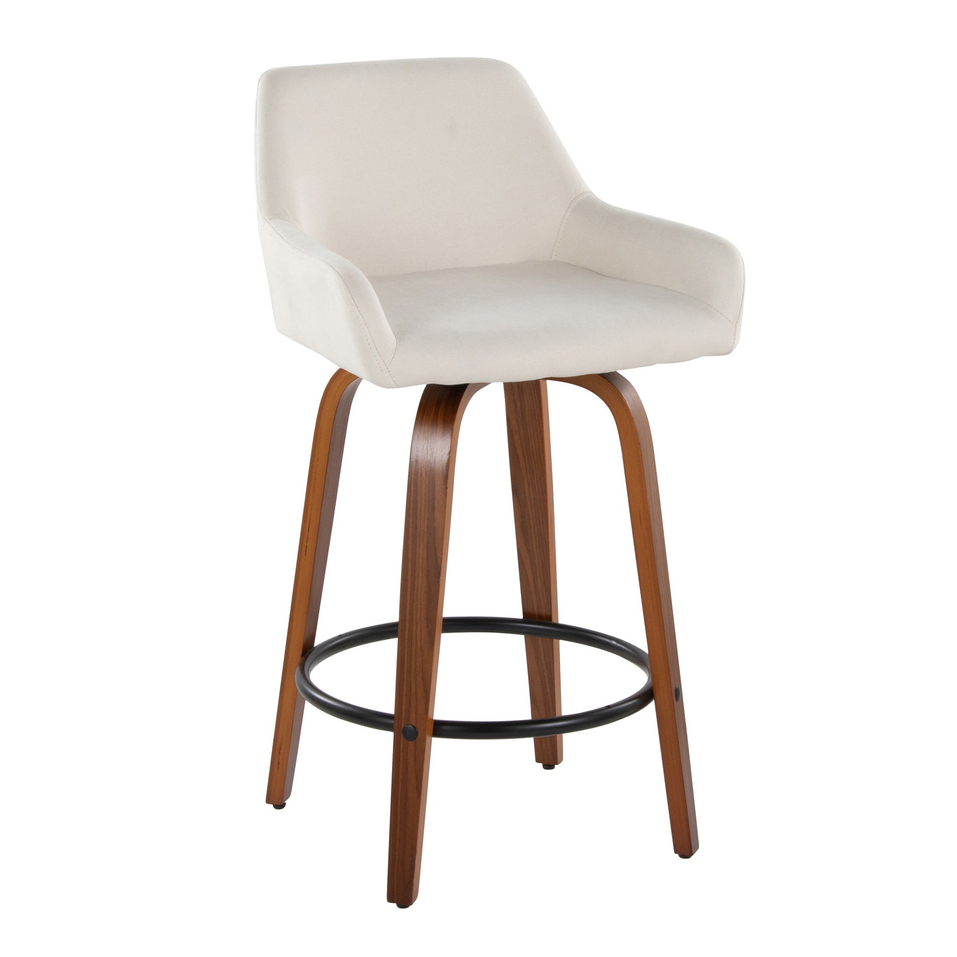 Daniella - Contemporary Fixed Height Counter Stool With Swivel With Round Footrest (Set of 2) Lumi Source