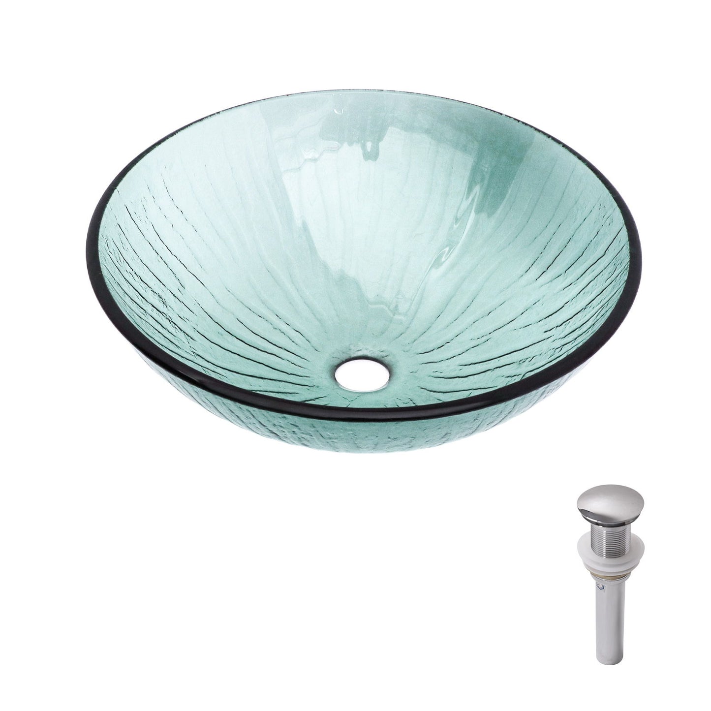 Vessel Sink With Trim, Round Bowl, Pop Up Drain (No Faucet) - Green Daily Nest