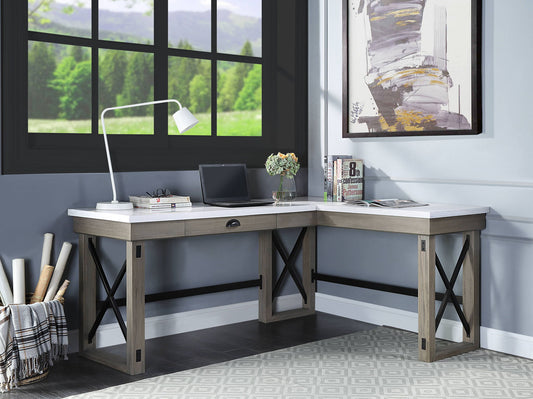 Talmar - Marble Top & Rustic Writing Desk With Lift Top - Oak Acme