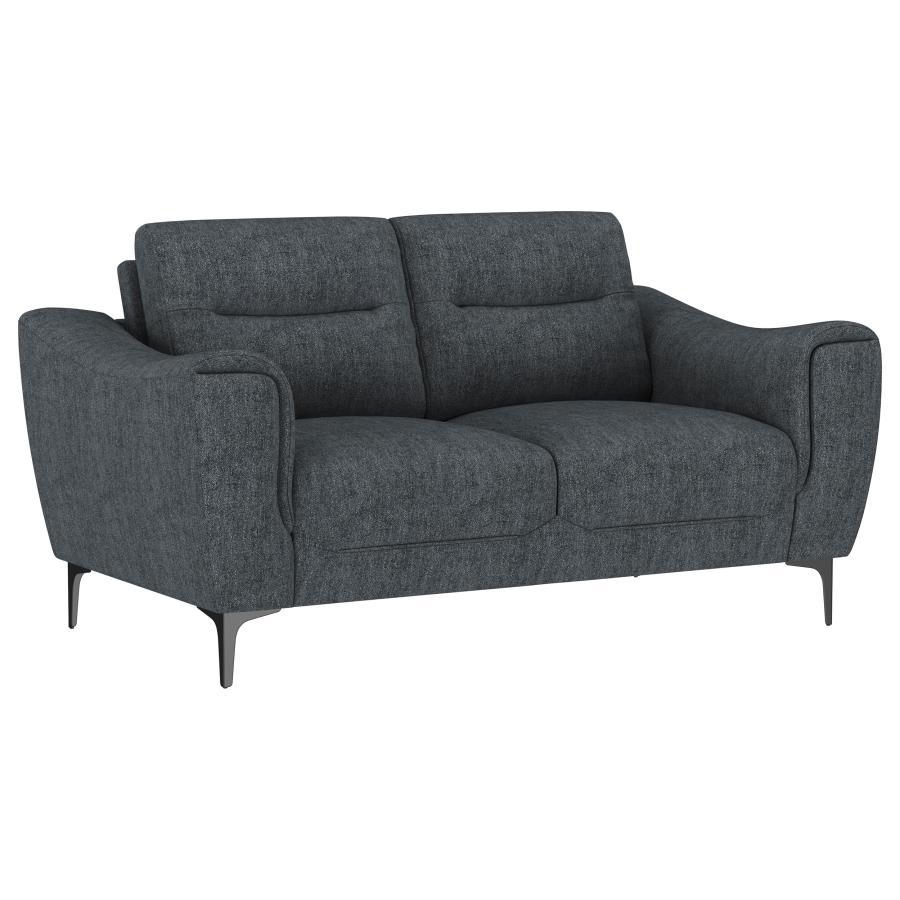 Nolan - Upholstered Sloped Track Arm Loveseat - Charcoal Coaster Fine Furniture
