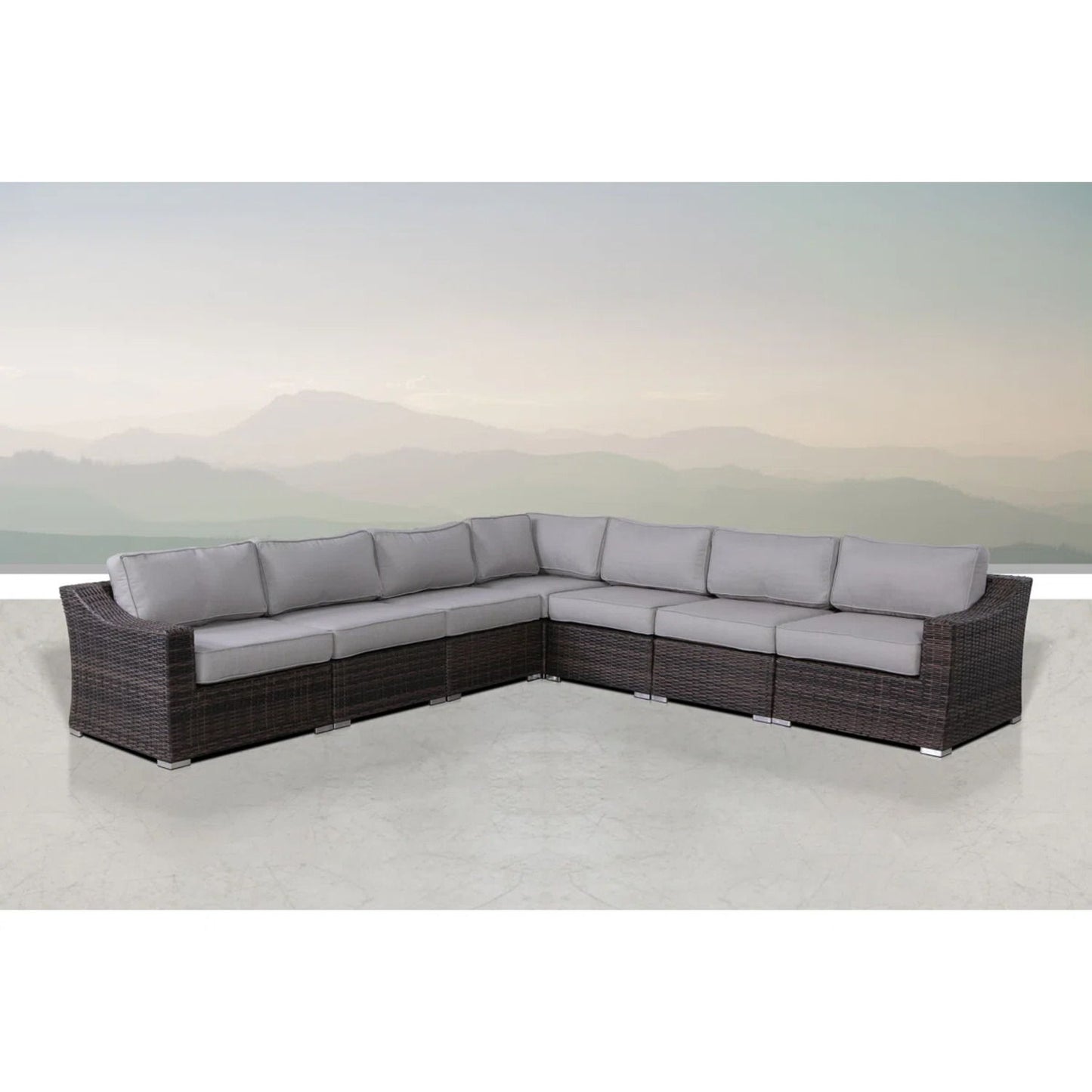 Contemporary Outdoor Rattan Wicker Sectional Seating Group With Cushions LSI Patio Furniture