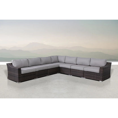 Contemporary Outdoor Rattan Wicker Sectional Seating Group With Cushions LSI Patio Furniture