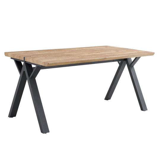 Wood Textured Dining Table With A Frame Legs.Density Board Sticker Pipe Spraying, Suitable For Various Occasions Such As Living Rooms - Black Home Essentials