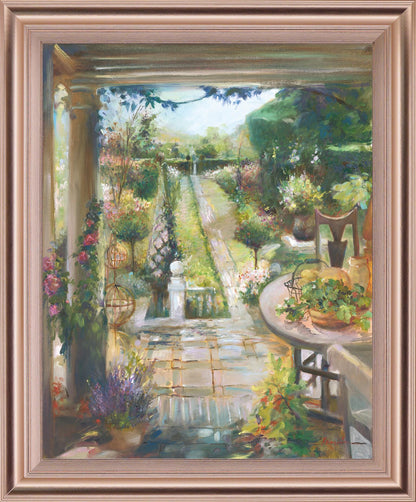 Sunlit Garden Retreat - 34" x 28" Framed Wall Art Classy Art