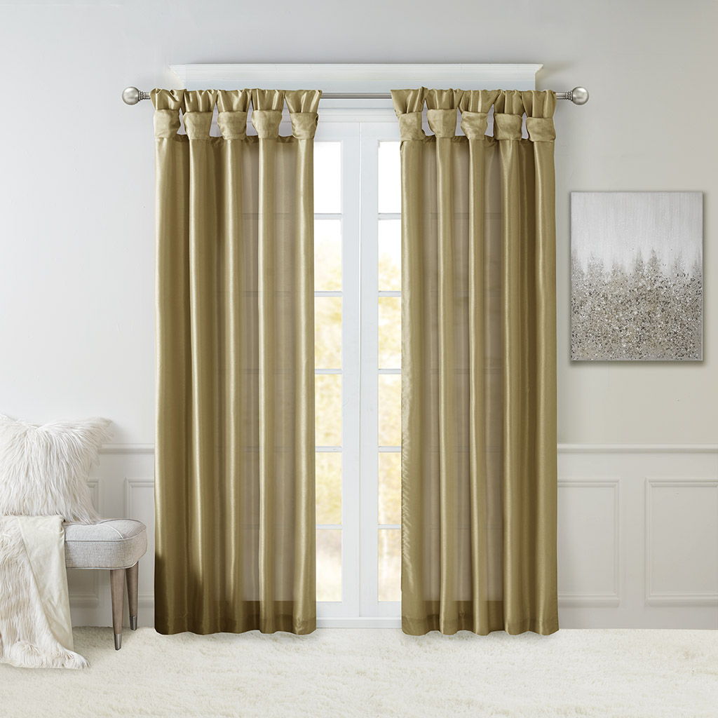 Emilia - 120" Twist Tab Lined Window Curtain - Bronze Madison Park