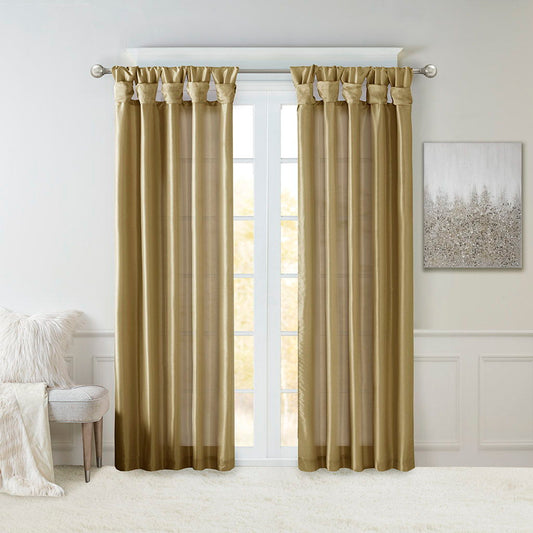 Emilia - 120" Twist Tab Lined Window Curtain - Bronze Madison Park