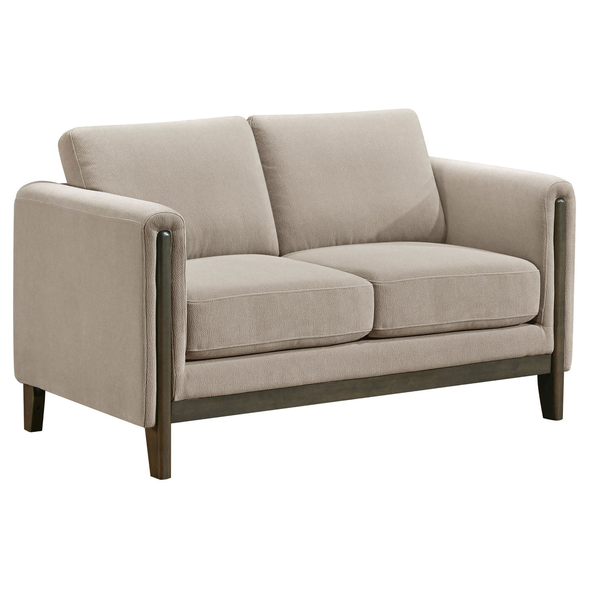 Fisher - Upholstered Panel Arm Loveseat - Taupe Furniture Max