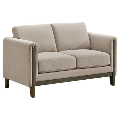 Fisher - Upholstered Panel Arm Loveseat - Taupe Furniture Max