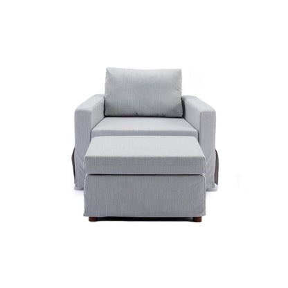 Single Seat Module Sofa Sectional Couch With Armrest With 1 Ottoman, Cushion Covers Non-Removable And Non-Washable