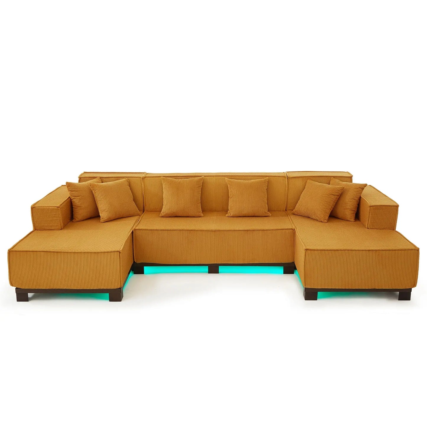 U-Shaped Sectional Sofa With RGB LED Light Strip And 6 Pillows Hearth and Haven