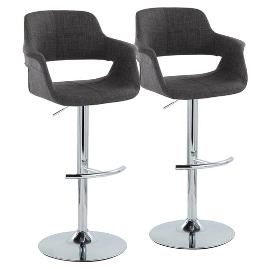 Vintage Flair - Mid Century Modern Adjustable Barstool With Swivel With Rounded T Footrest (Set of 2) Lumi Source
