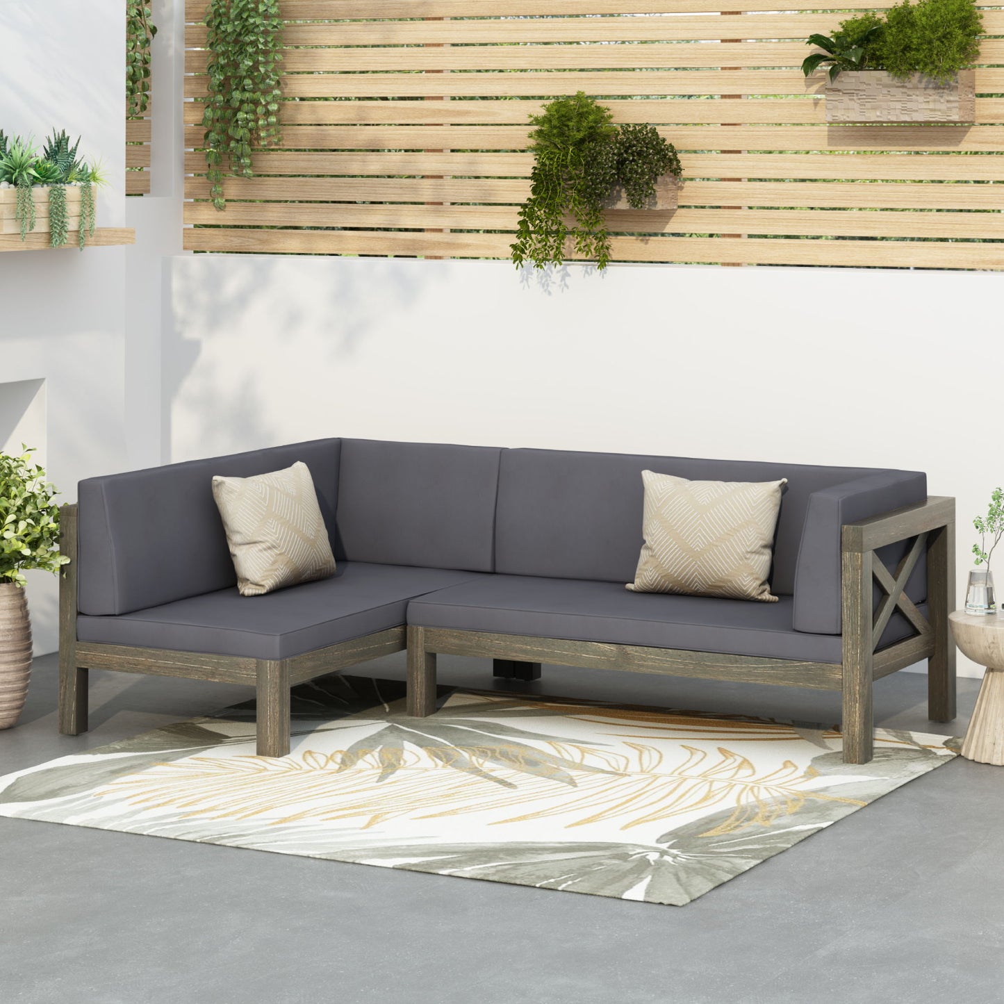 Brava - X Back Corner Bench Noble House