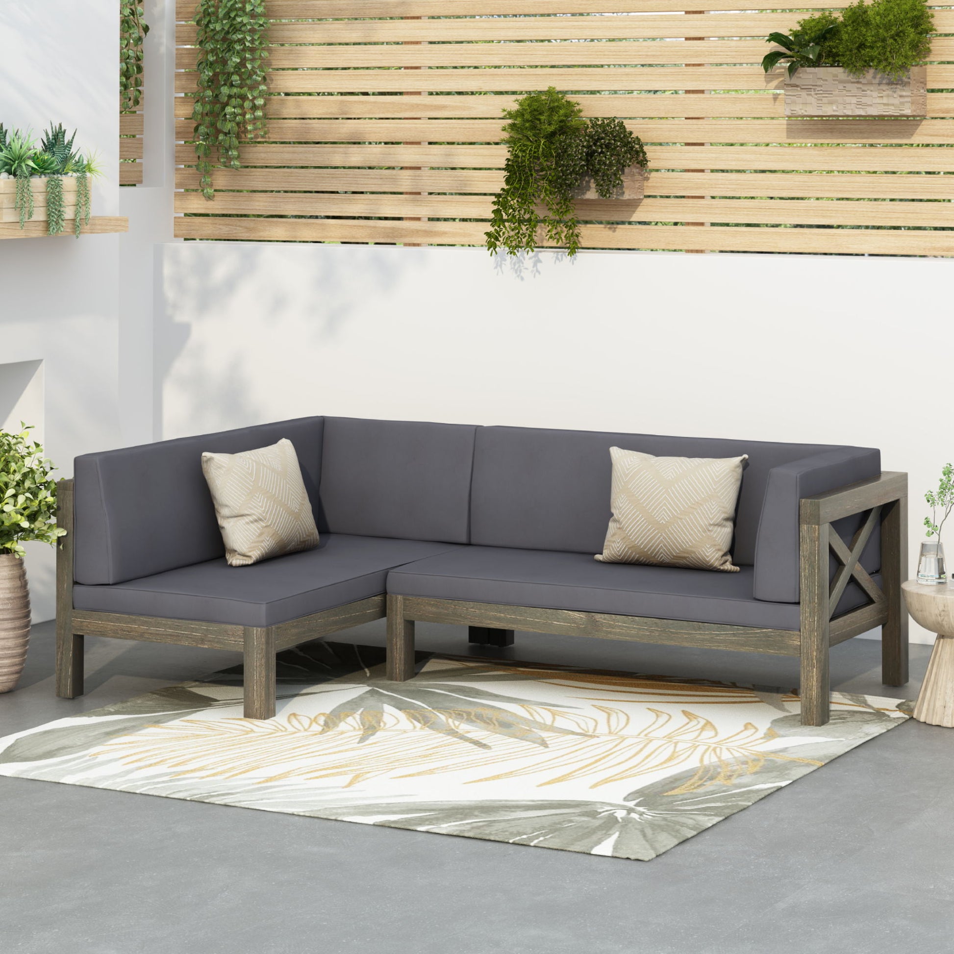 Brava - X Back Corner Bench Noble House