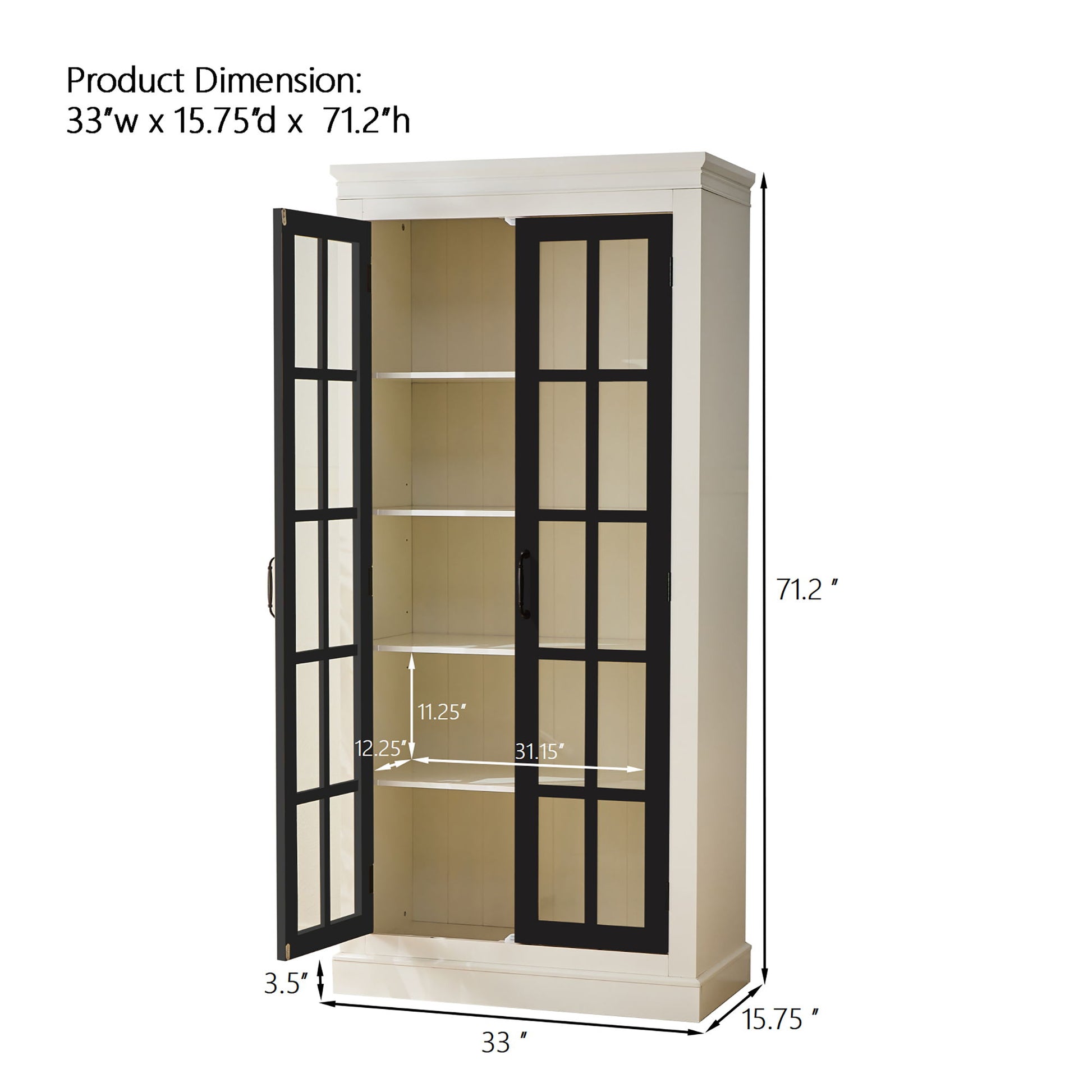 Rustic Style Display Cabinet With Glass Doors For Collectibles Hearth and Haven