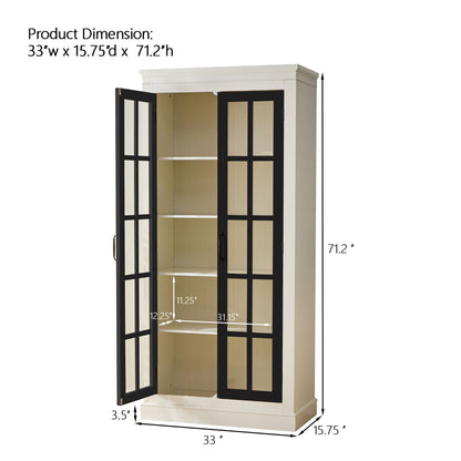 Rustic Style Display Cabinet With Glass Doors For Collectibles Hearth and Haven