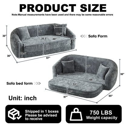 Curved Convertible Sofa, 2 In 1 Fold Out Bed With Pull Out Base And Deep Seat Home Essentials