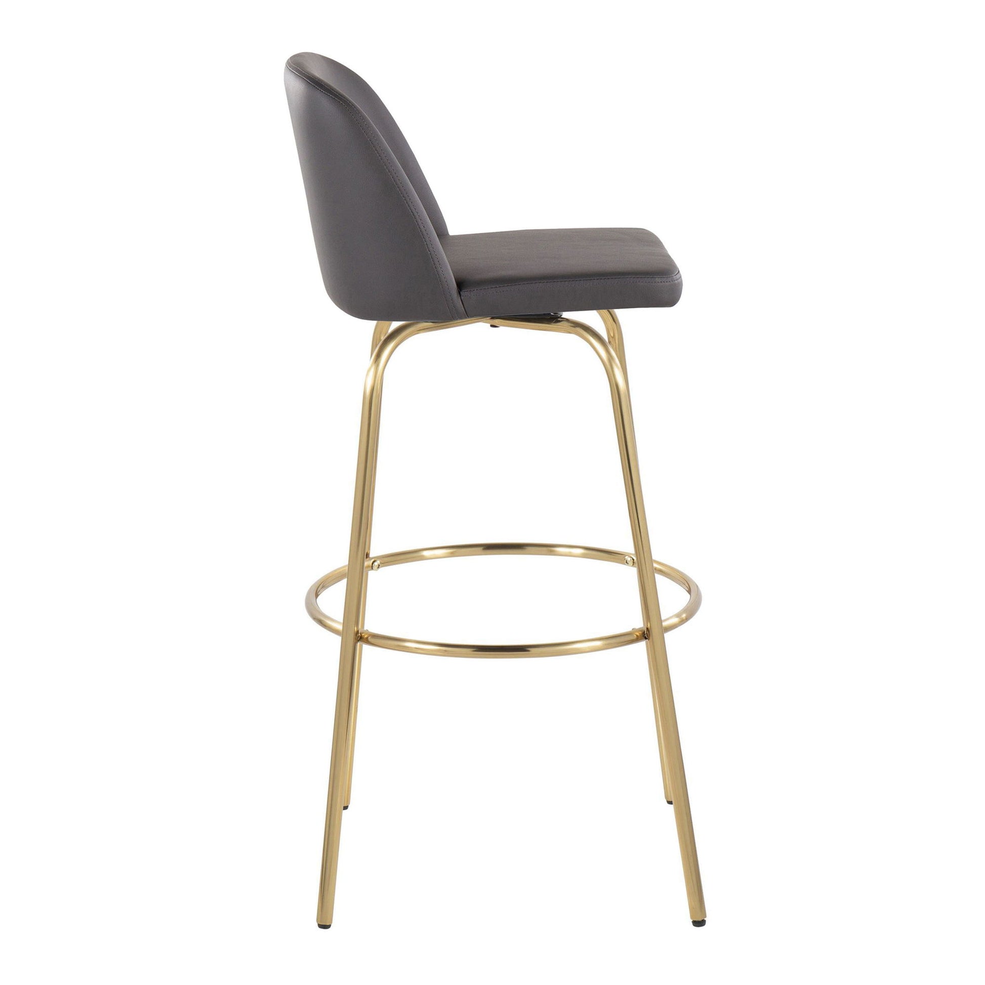 Toriano - Contemporary Fixed Height Barstool With Swivel And Round Footrest (Set of 2) Lumi Source