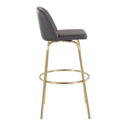 Toriano - Contemporary Fixed Height Barstool With Swivel And Round Footrest (Set of 2) Lumi Source