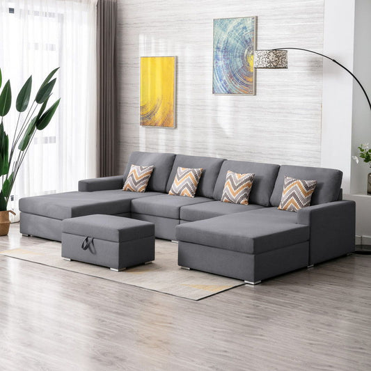 Nolan - Fabric 5 Piece Sectional Sofa With Interchangeable Legs Lilola Home