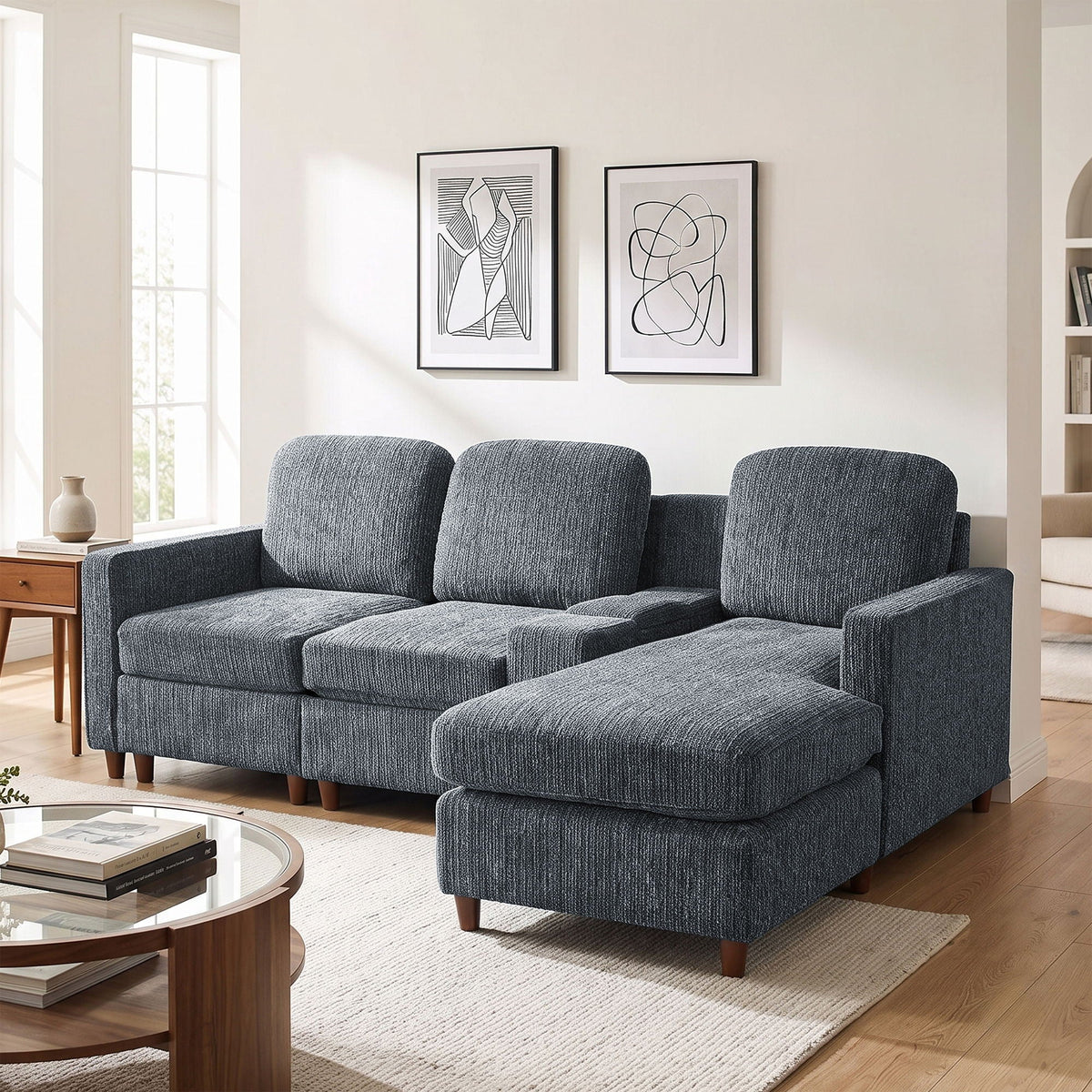 L - Sectional Sofa With Reversible Chaise Hearth and Haven