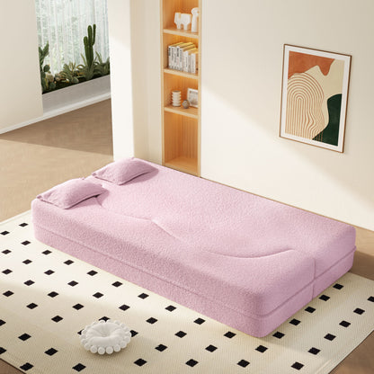 Modern Floor Sleeper Sofa Bed With 2 Pillows, Convertible Twin Size Folding Mattress For Living Room Home Essentials