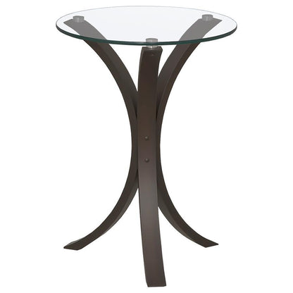 Edgar - Round Glass Top Accent Side Table - Cappuccino CoasterEveryday