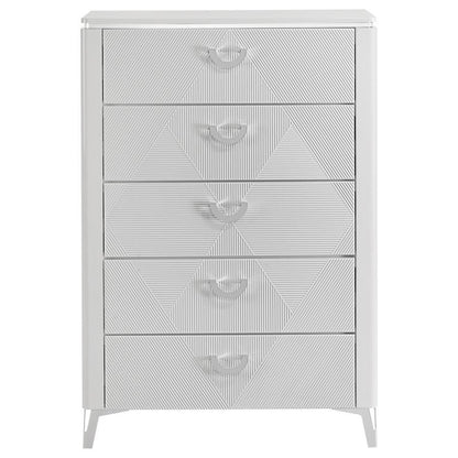 Cassia - 5-Drawer Bedroom Chest Of Drawers - White High Gloss Coaster Fine Furniture