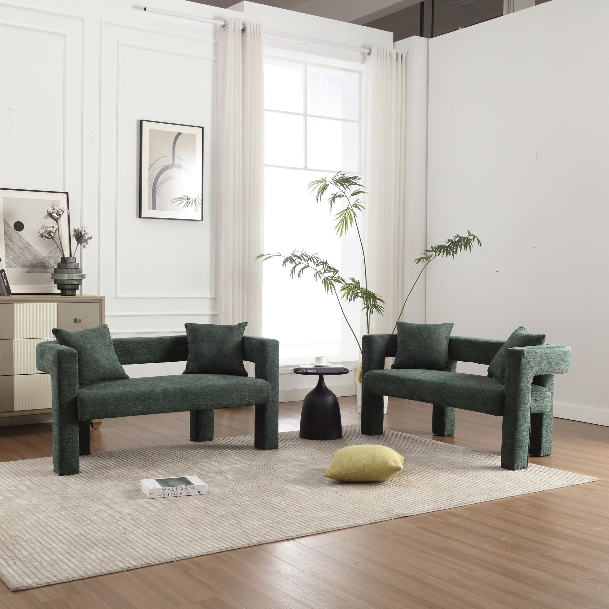 Modern Chenille Loveseat Sofa, Comfy Upholstered 2 Seater Home Essentials