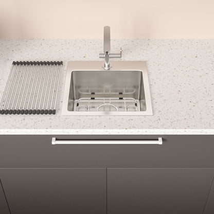 Premium Laundry Drop In Utility Sink 16 Gauge Stainless Steel, Topmount Daily Nest