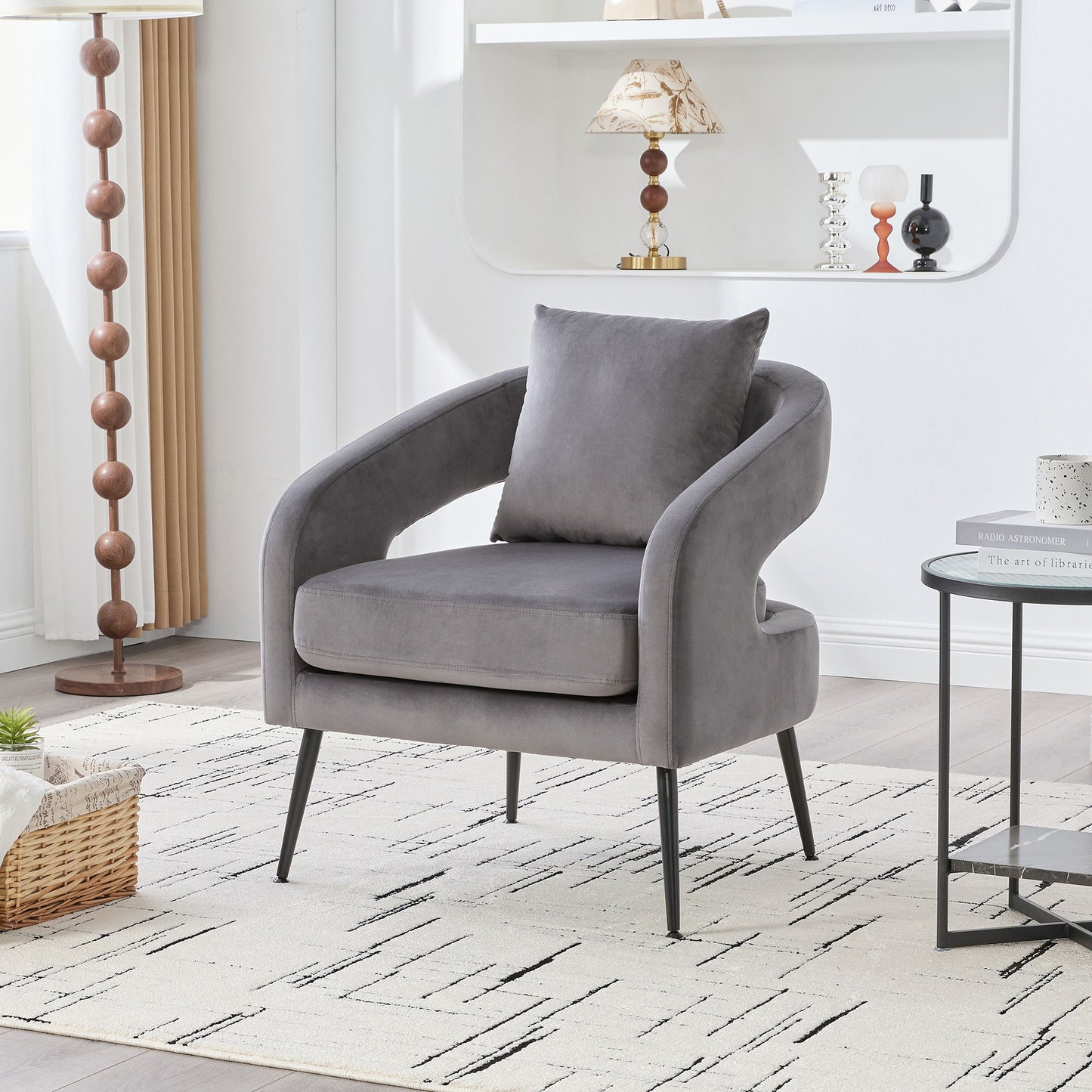 Open Back Accent Chair, Round Sofa Lounge Armchair Home Essentials