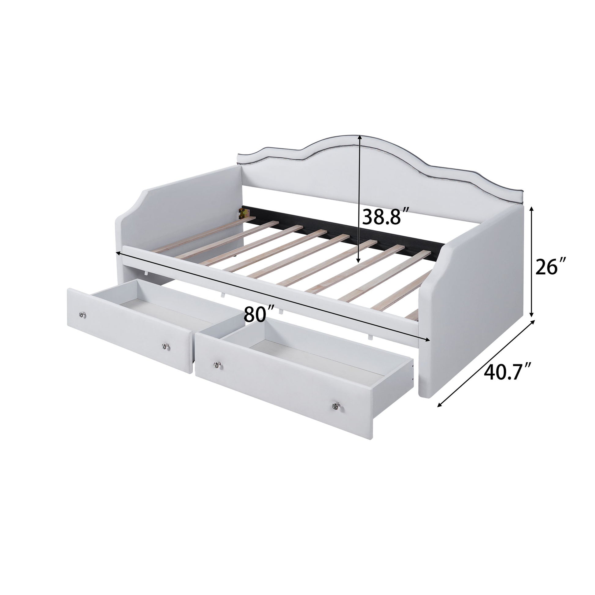 Upholstered Daybed With LED Lights And 2 Drawersme Dreamland