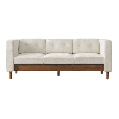3 Seater Sofa With Square Arms, Tufted Pillow Back For Living Room Noble House