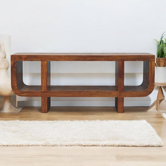 Orion - Curved Media Unit - Brown Artisan Furniture