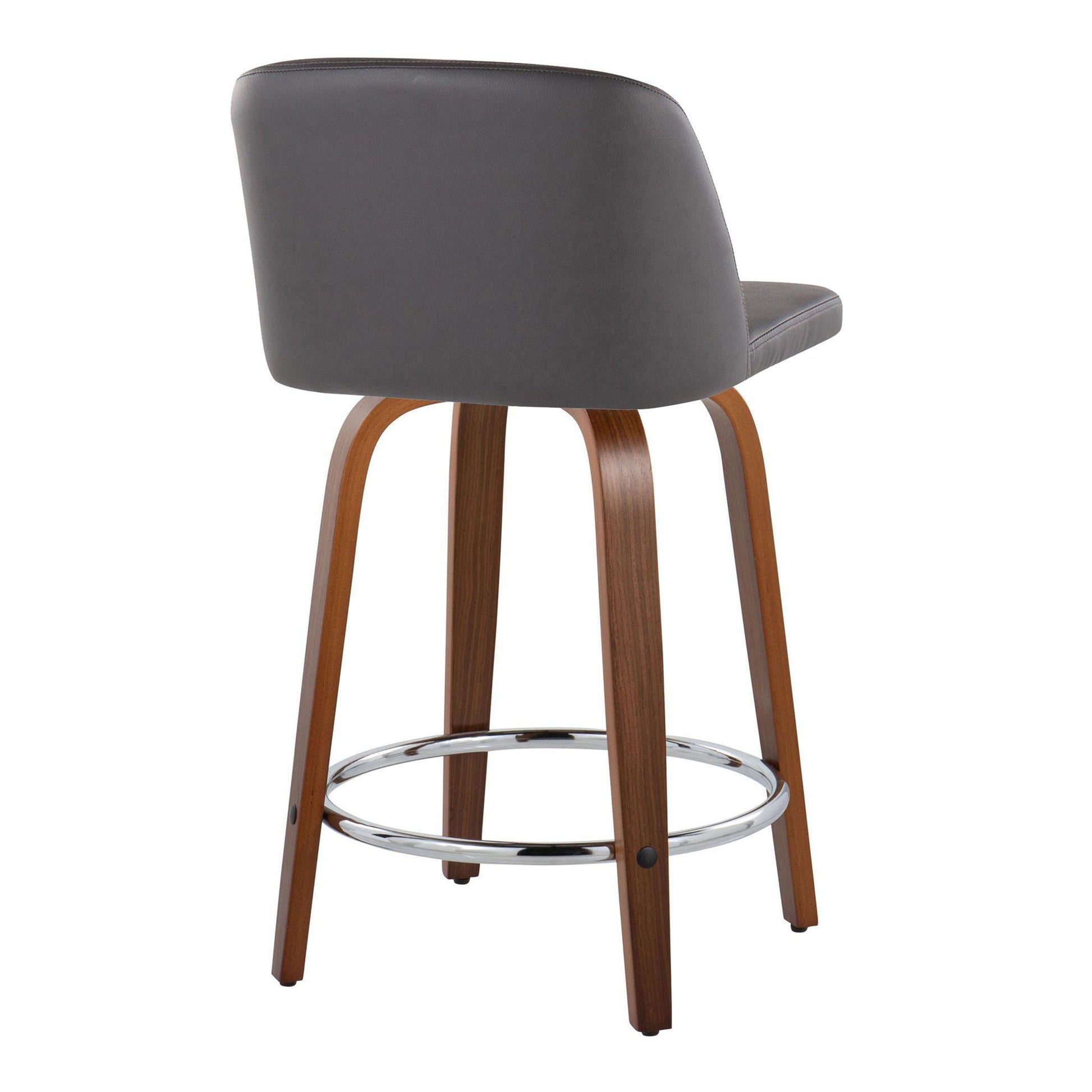 Toriano - Mid Century Modern Fixed Height Counter Stool With Swivel With Round Footrest (Set of 2) Lumi Source
