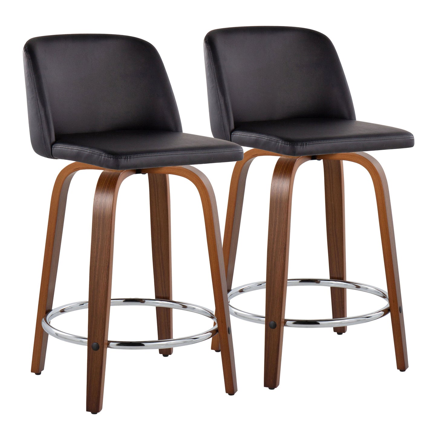Toriano - Mid Century Modern Fixed Height Counter Stool With Swivel With Round Footrest (Set of 2) Lumi Source