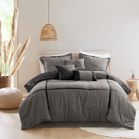 Dallas - 7 Piece King Comforter Set - Gray Madison Park