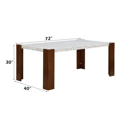 Hettie - Dining Table With Engineered Stone Top - Brown Acme