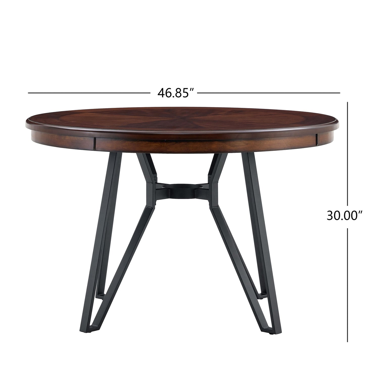 Mid Century Modern Round Dining Table With Metal Legs And Open Shelf Noble House
