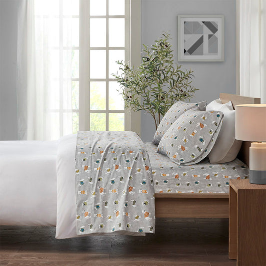 Queen Cozy 100% Printed Sheet Set - Gray Dogs True North by Sleep Philosophy