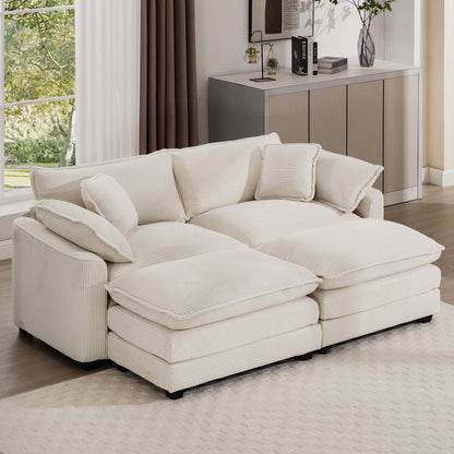Modern Oversized Modular Cushion Sofa With Ottoman, Low Back, Deep Seating Sofa Set Home Essentials