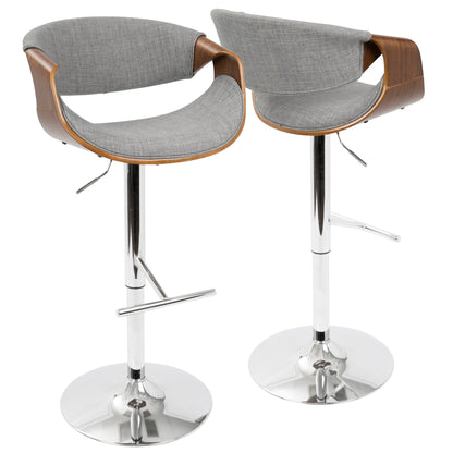 Curvo - Mid Century Modern Adjustable Barstool With Swivel With Straight T Footrest Lumi Source