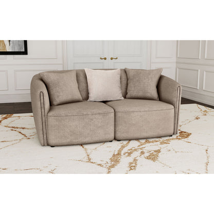 Silvana - Upholstered Rolled Loveseat With Curved Back And Foam Cushions - Beige Furniture Max