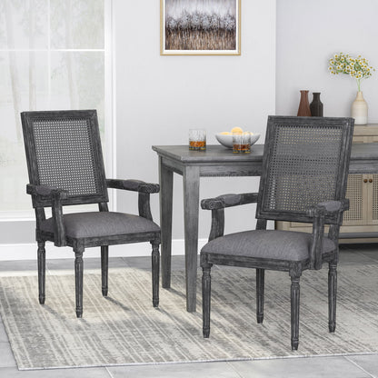 Elegant French Country Style Dining Chair With Cane Backrest Noble House