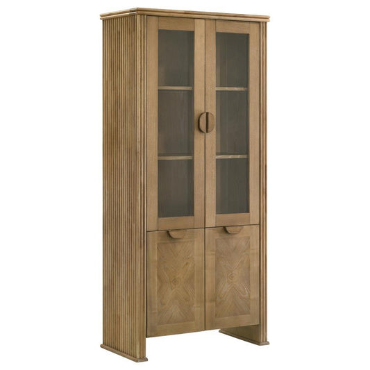 Adina - Tall Display Cabinet - Distressed Light Brown Coaster Fine Furniture