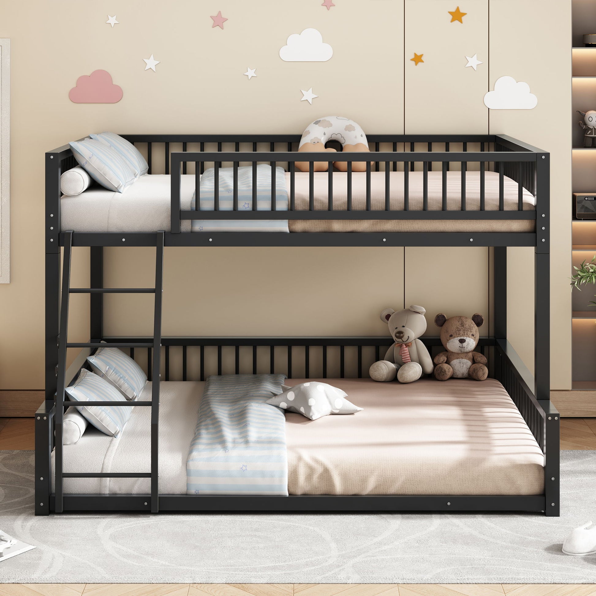 Bunk Bed Frame With Ladder And Safety Guardrails Dreamland